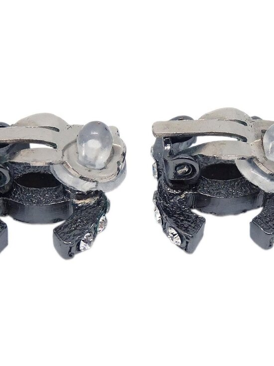 Chanel CC Silver Rhinestone Clip-On Earrings 03A 136262 main image 6
